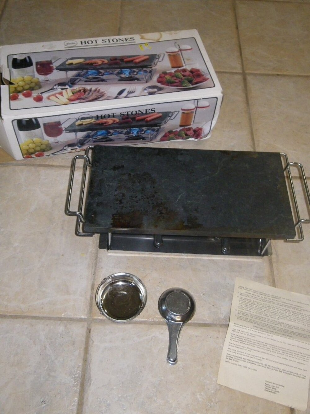 Vintage Eurita Hot Stones Tabletop Cooking Stone Grill w/ Original Box